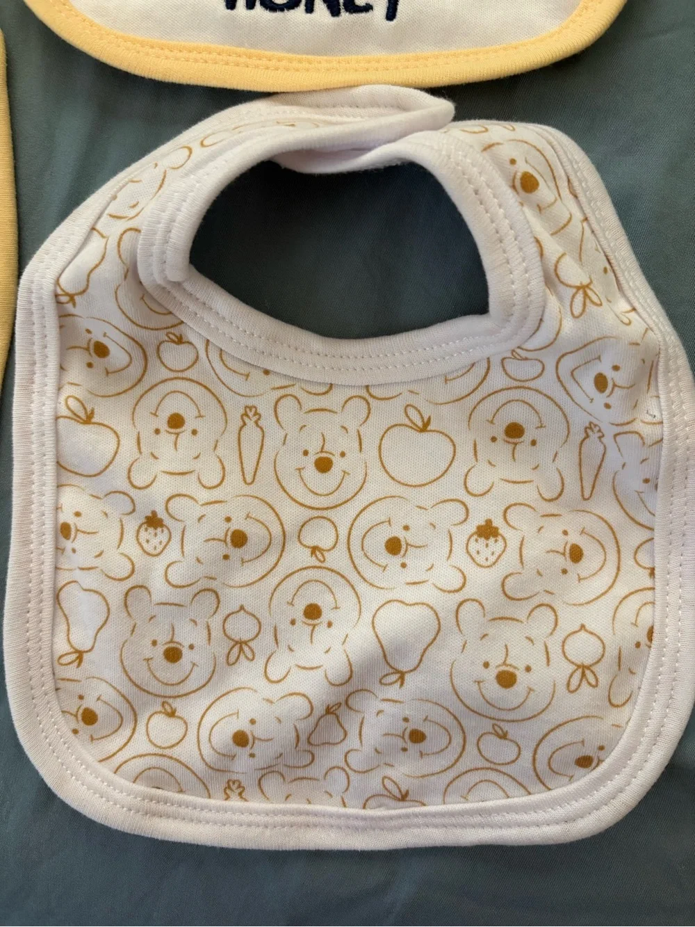 Disney Winnie the Pooh Yellow Baby Bib Set Embroidered- 4 Pack